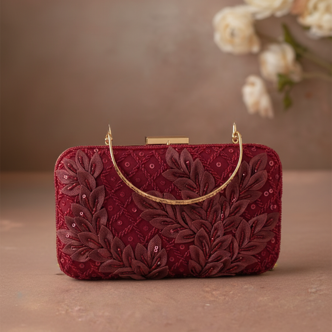 Aira Clutch Bag - Crimson Bloom