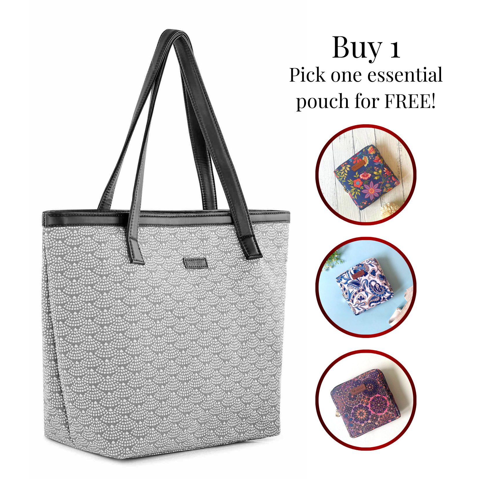 Women Handmade Jacquard All Purpose Tote Bag for Daily Carry - Graphite Mist