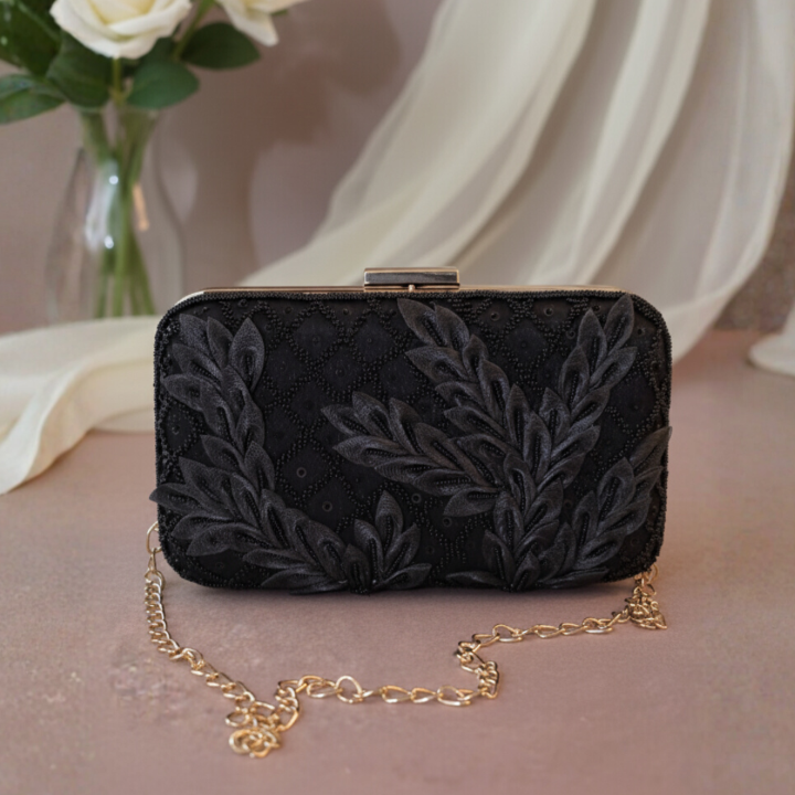 Black_Embroidered_Clutch_Bag_Wedding_Party_Wear_with_handle - Vivistry