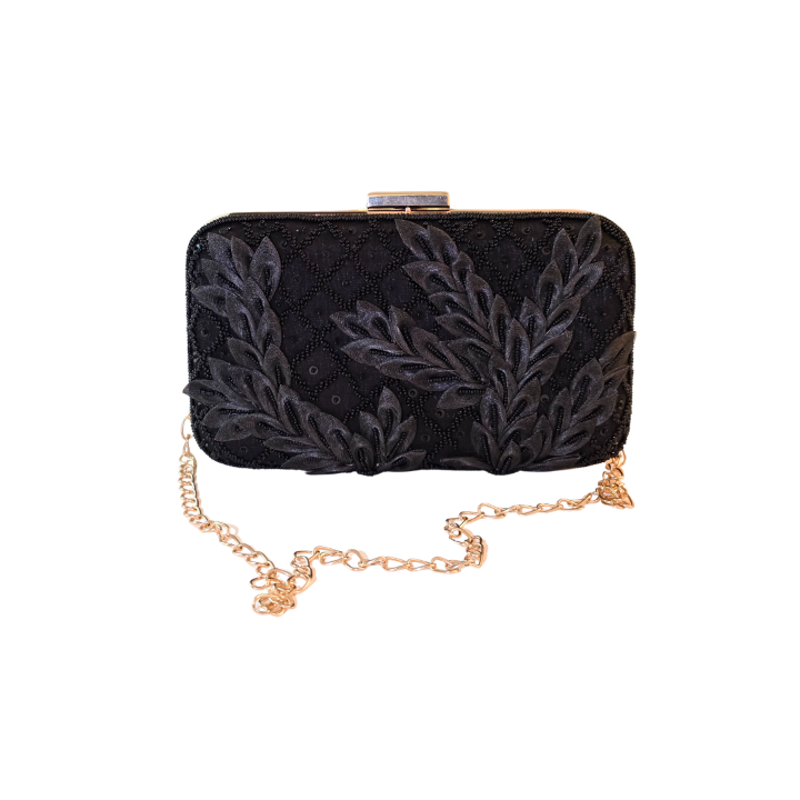 Black_Embroidered_Clutch_Bag_Wedding_Party_Wear_with_handle - Vivistry