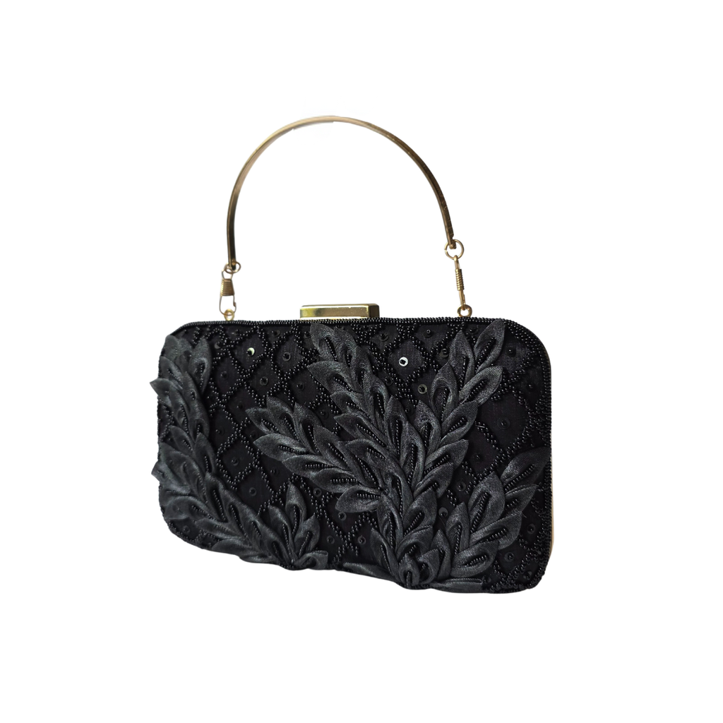 Black_Embroidered_Clutch_Bag_for_Wedding_Party_Wear_-_Back
