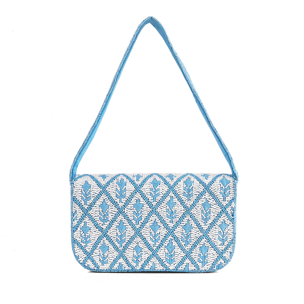 Blue Mirage Beaded Shoulder Bag
