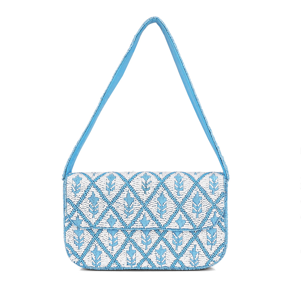 Blue Mirage Beaded Shoulder Bag