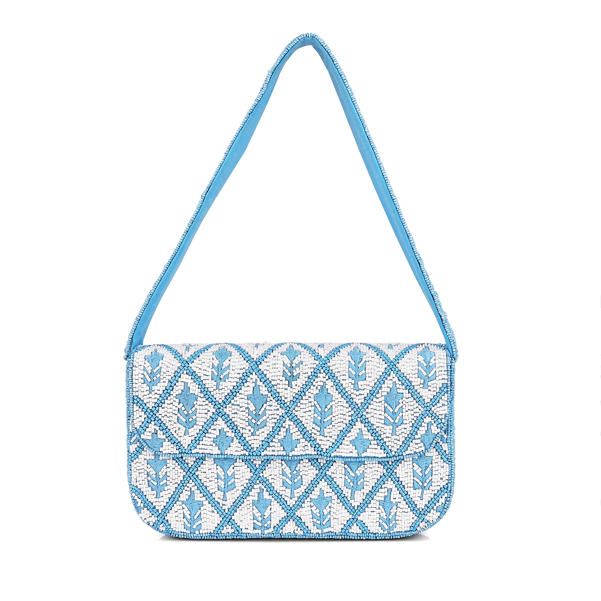 Blue Mirage Beaded Shoulder Bag