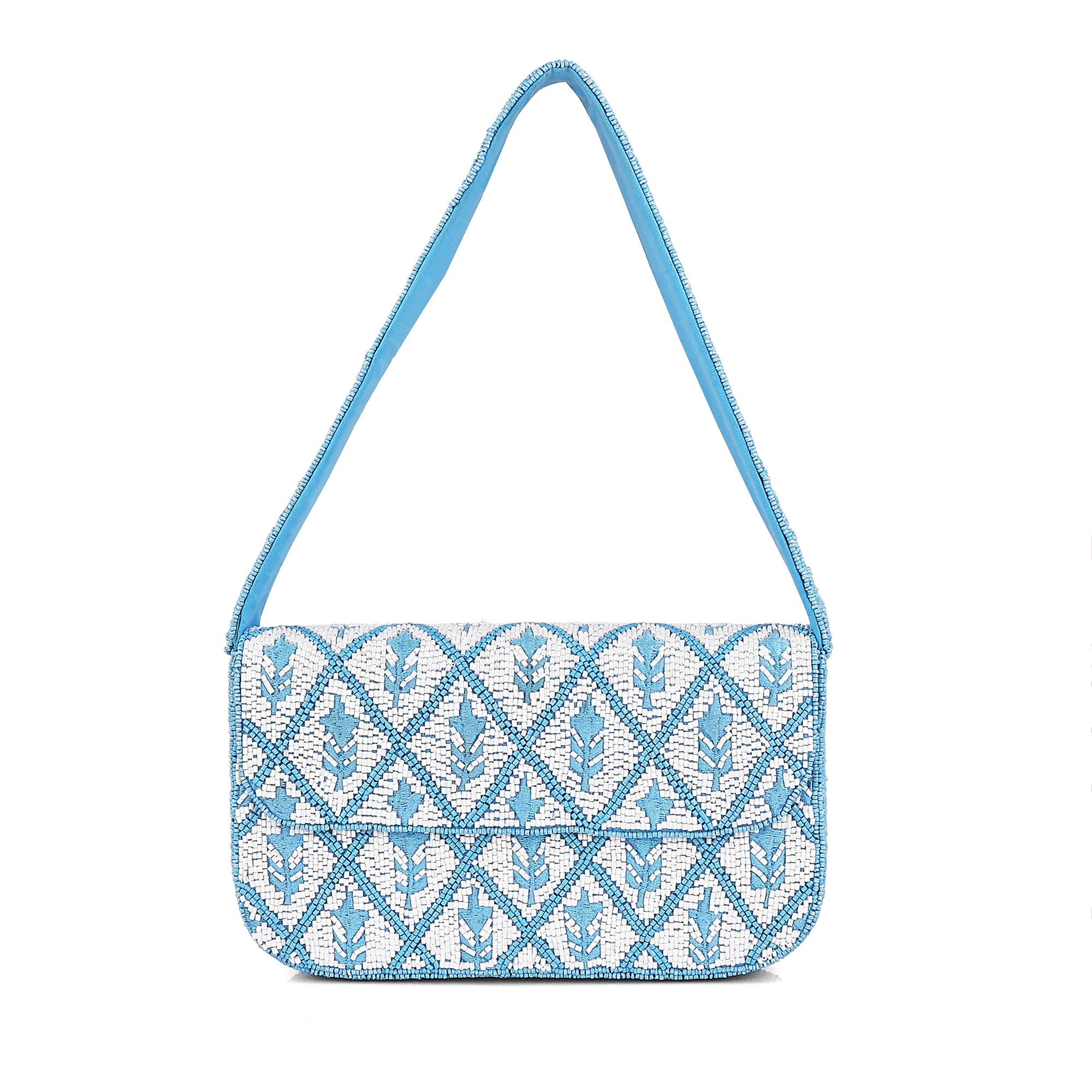Blue Mirage Beaded Shoulder Bag