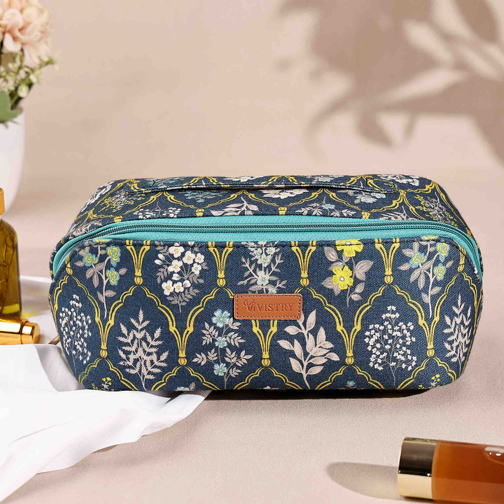 Blue Trellis Carryall Vanity Case - Vivistry