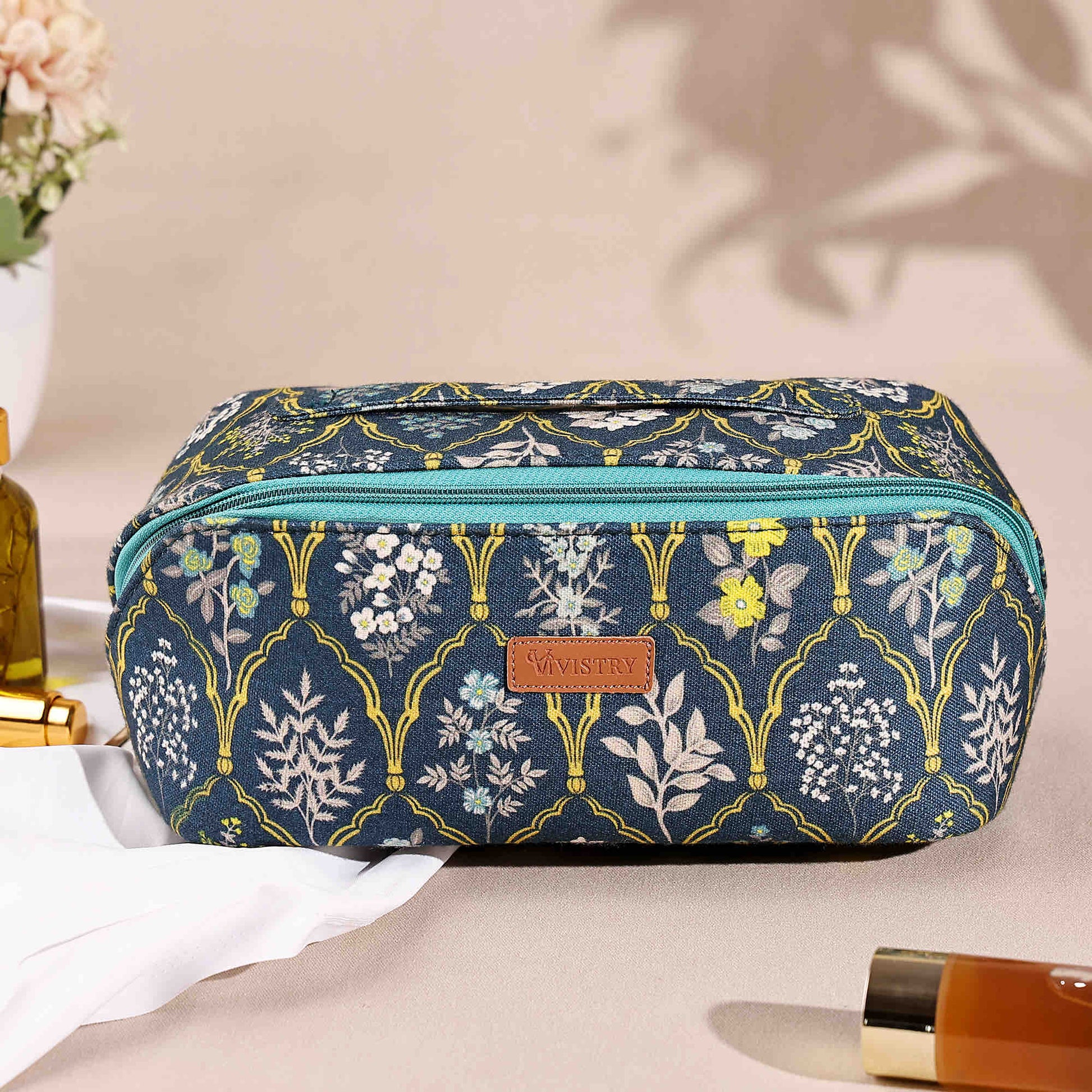 Blue Trellis Carryall Vanity Case - Vivistry