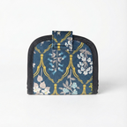 Women Handmade Canvas Compact Foldable Wallet - Blue Trellis