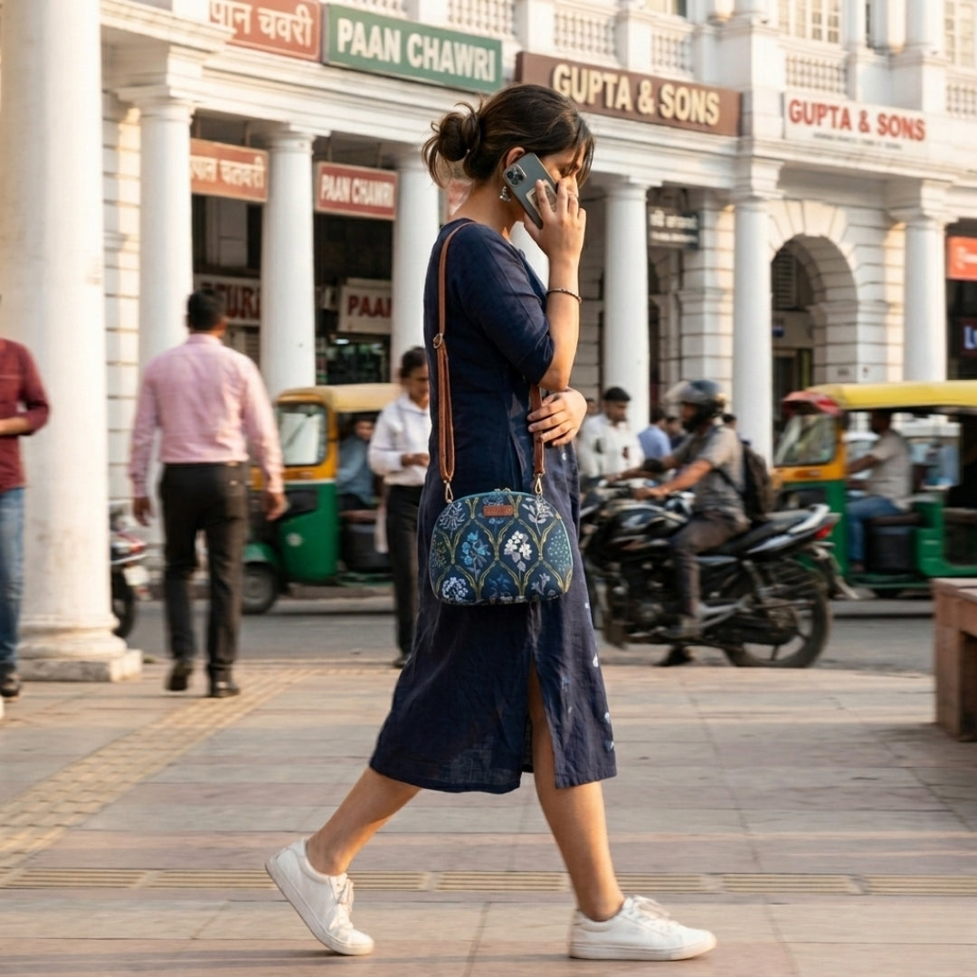 Blue Trellis Convertible Pouch Sling Bag