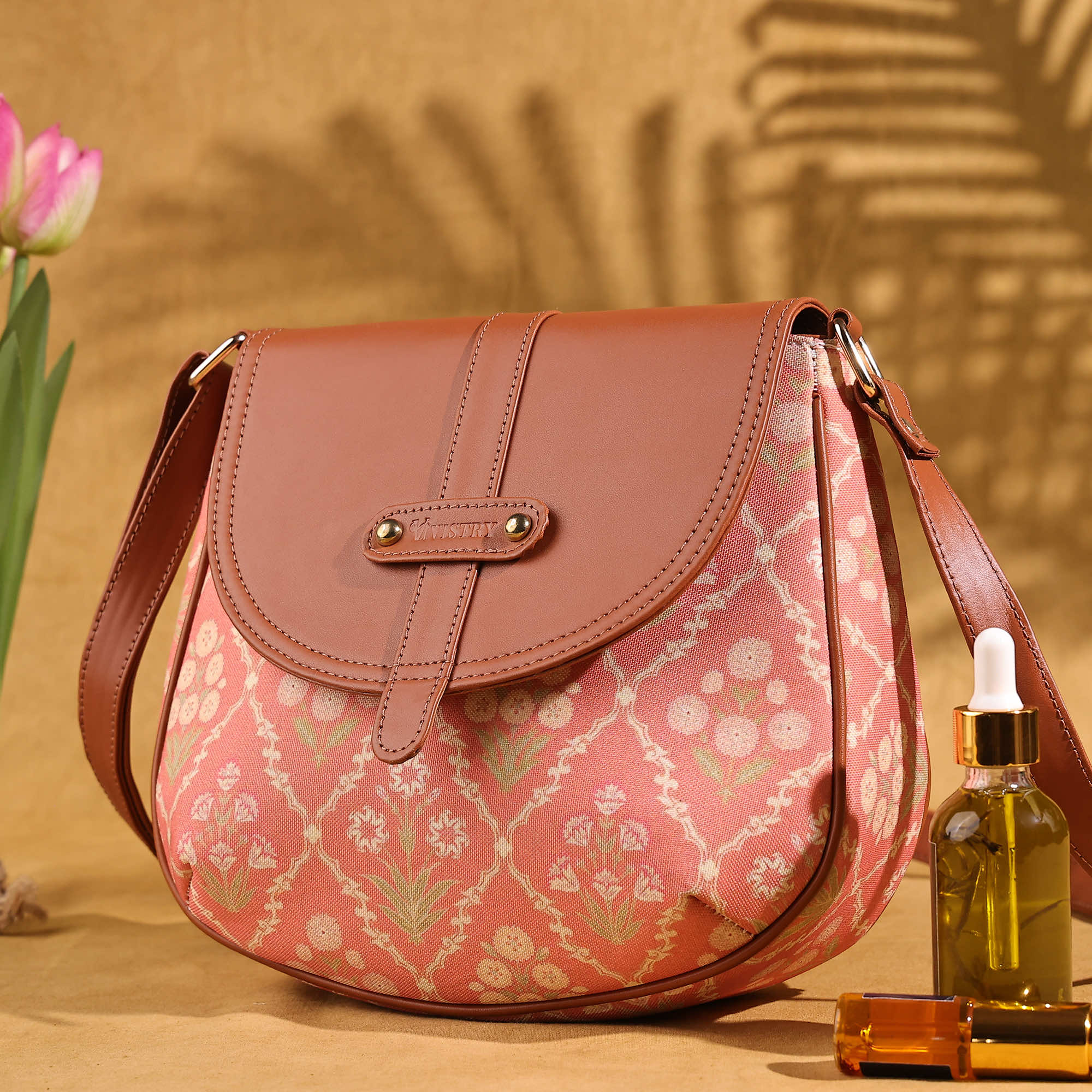 Blush Trellis Saddle Sling Bag - Vivistry