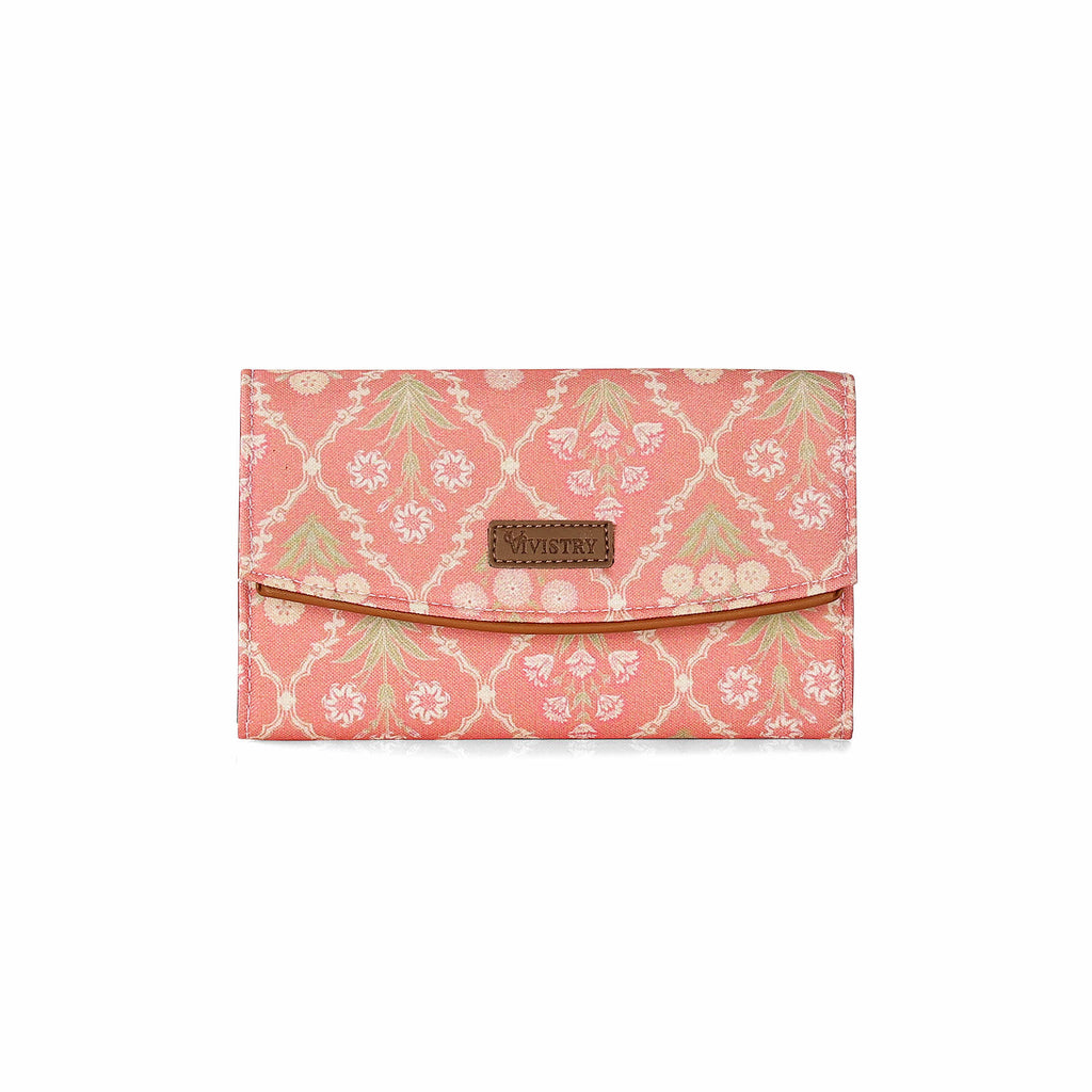 Blush Trellis Women’s Printed Flap Wallet - Vivistry