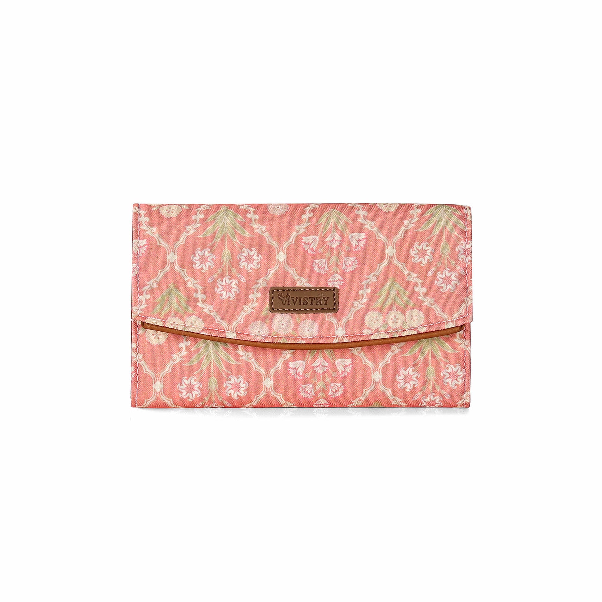Blush Trellis Women’s Printed Flap Wallet - Vivistry