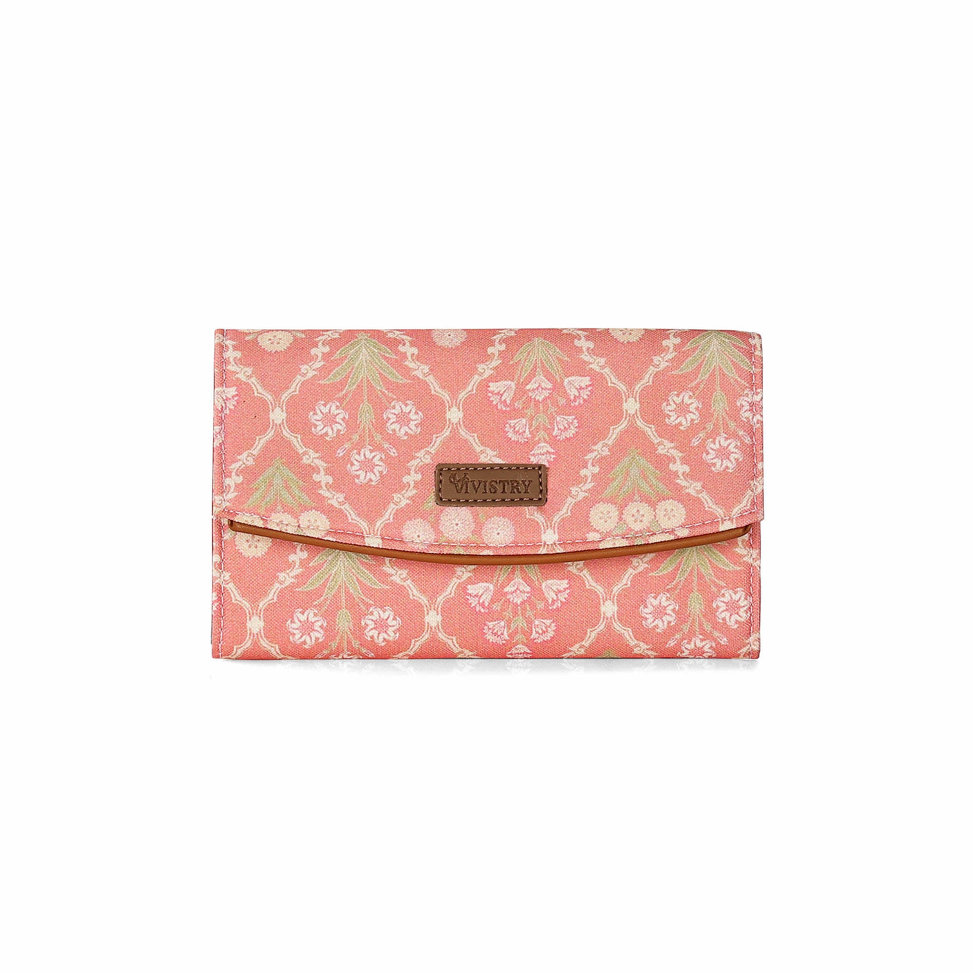 Blush Trellis Women’s Printed Flap Wallet - Vivistry