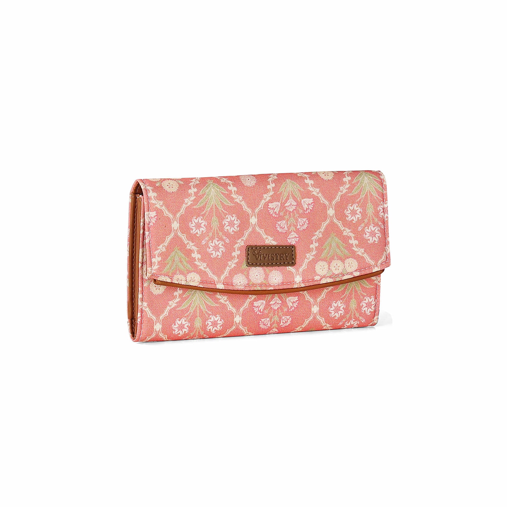 Blush Trellis Women’s Printed Flap Wallet - Vivistry