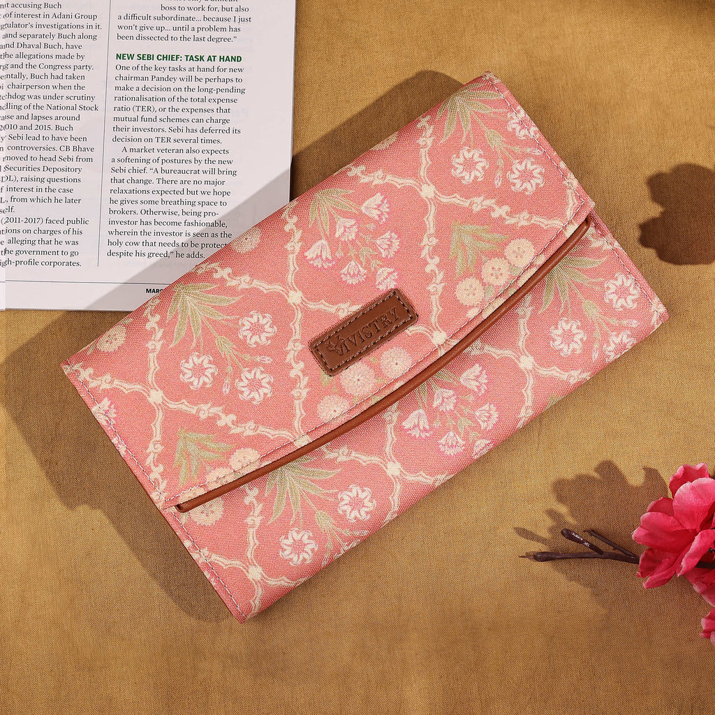 Blush Trellis Women’s Printed Flap Wallet - Vivistry