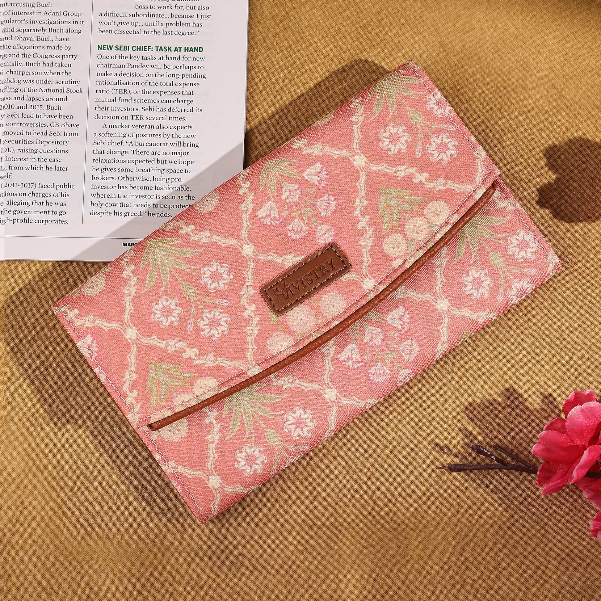 Blush Trellis Women’s Printed Flap Wallet - Vivistry