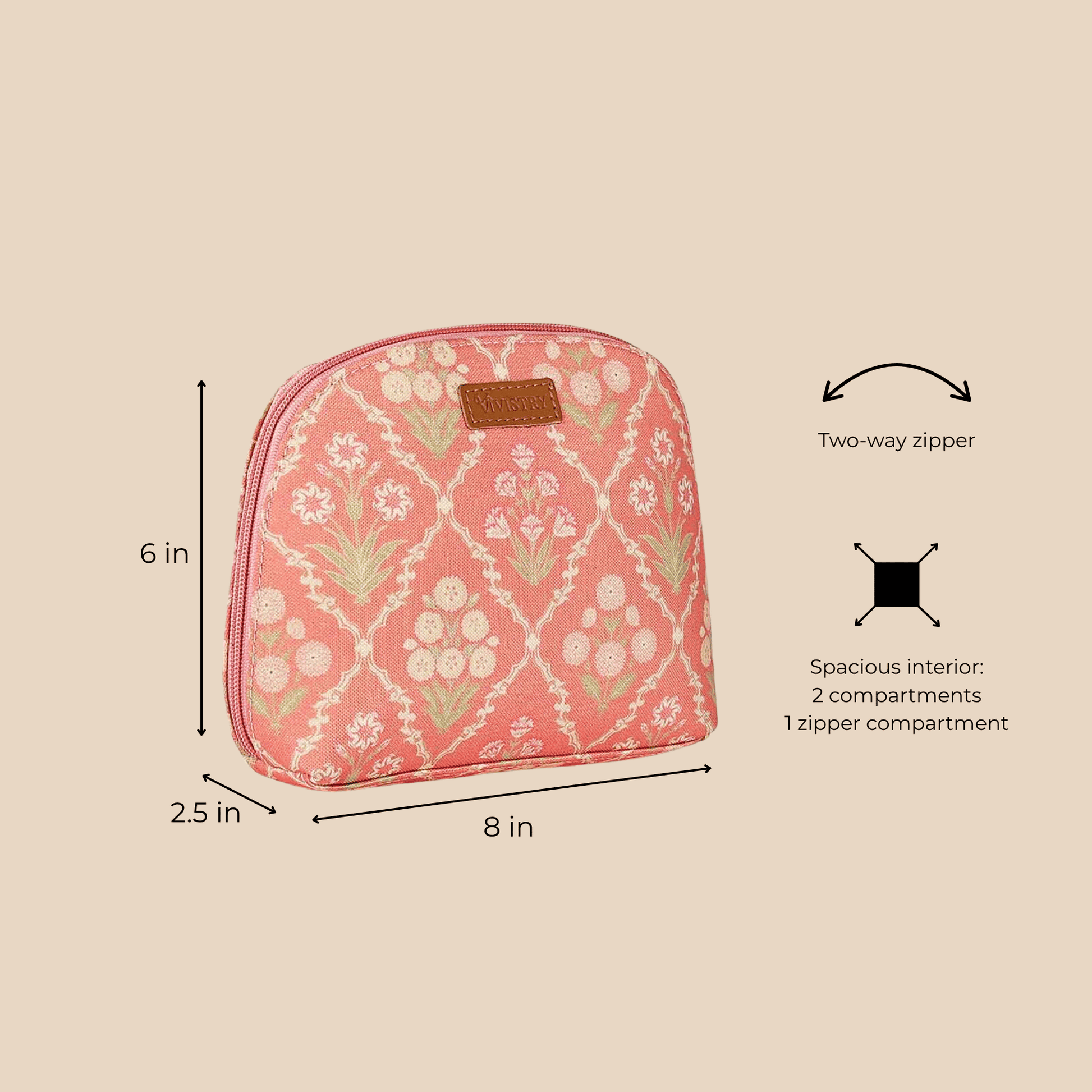 Blush Trellis Nimble Cosmetics Pouch - Vivistry