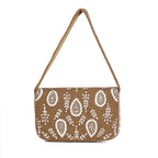 Caramel Paisley Beaded Shoulder Bag