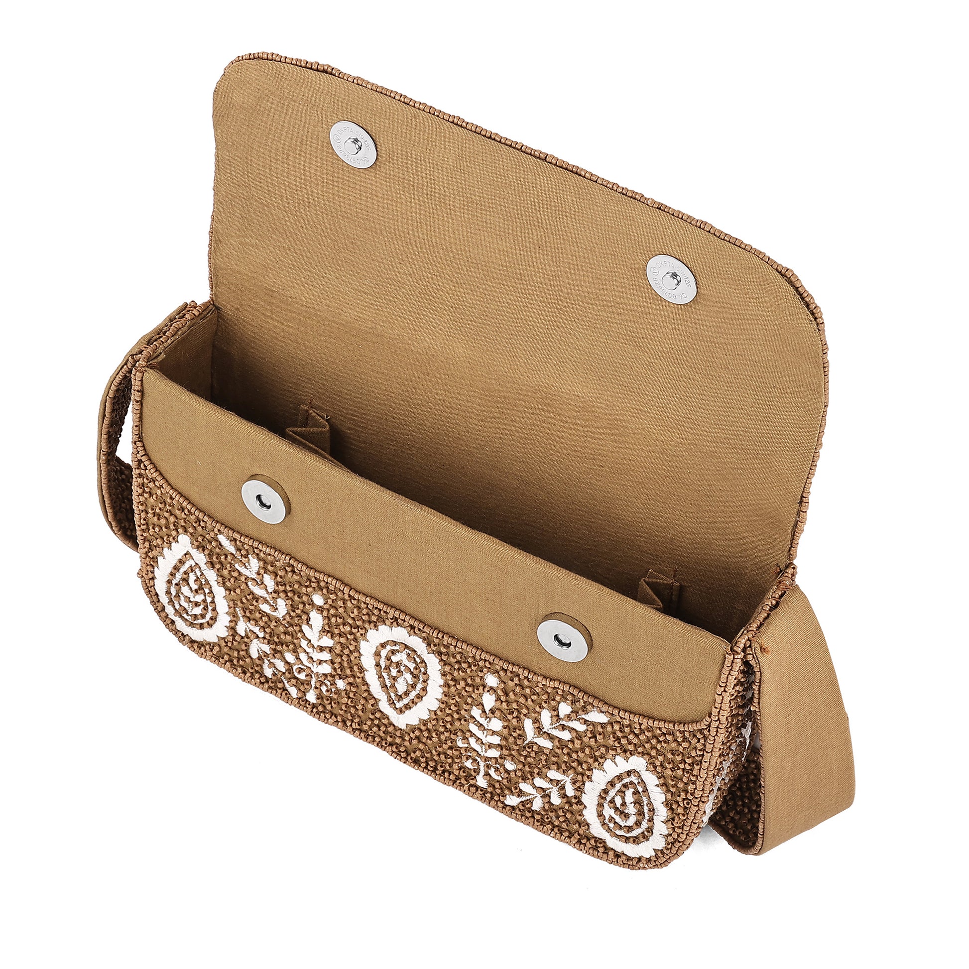 Caramel Paisley Beaded Shoulder Bag