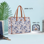 Combo: Blue Vista Signature Work Tote + Bitsy Foldable Pouch
