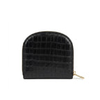 Compact Croco Zip Around Wallet – Noir