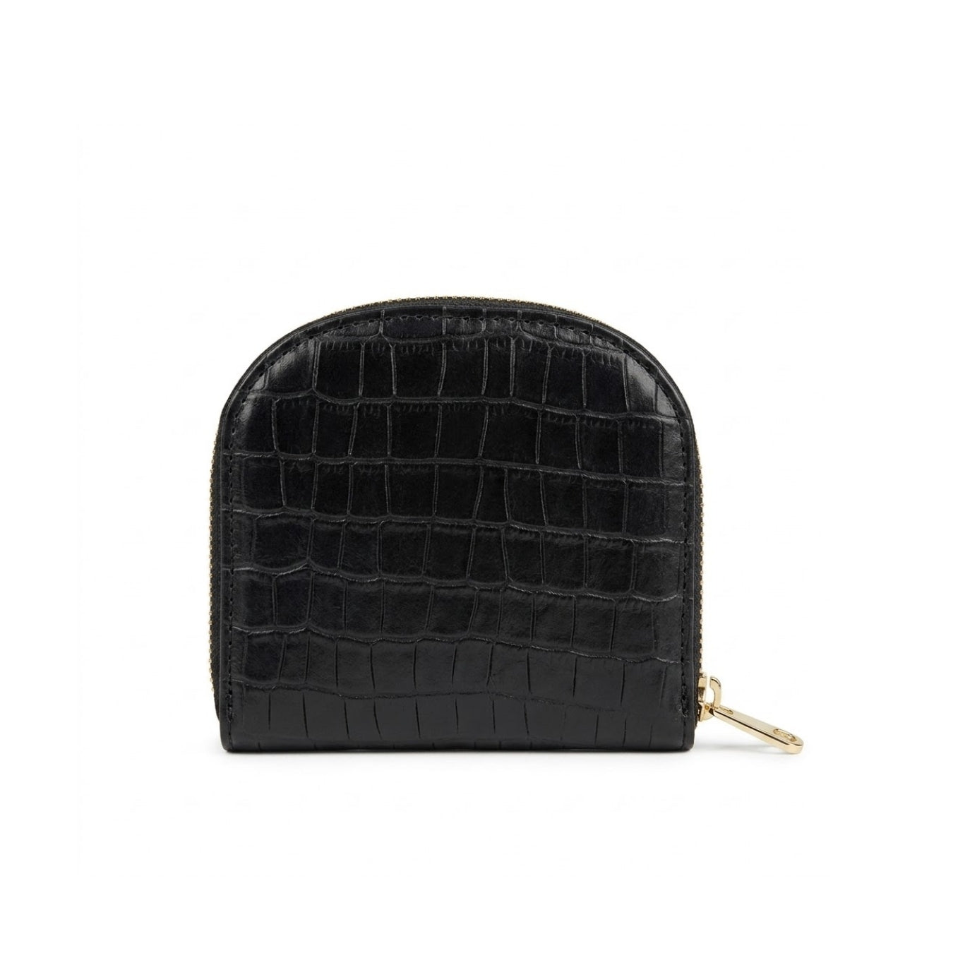 Compact Croco Zip Around Wallet – Noir