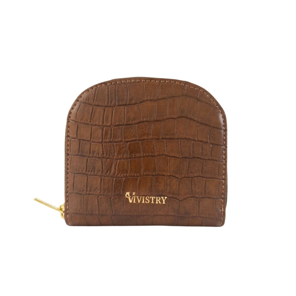 Compact Croco Zip Around Wallet – Dune