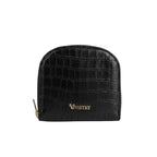Compact Croco Zip Around Wallet – Noir