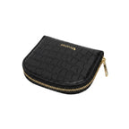 Compact Croco Zip Around Wallet – Noir