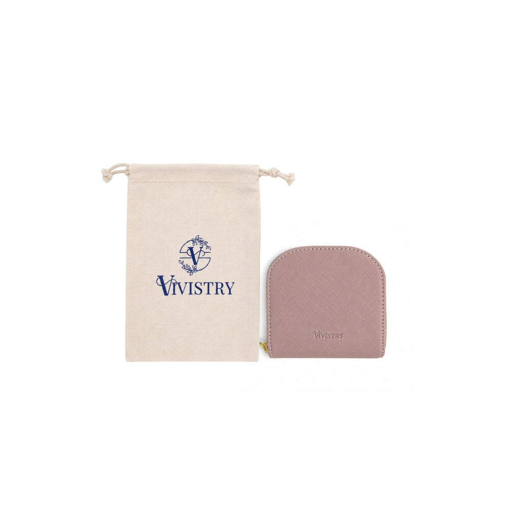 Compact Textured Zip Around Wallet - Blush