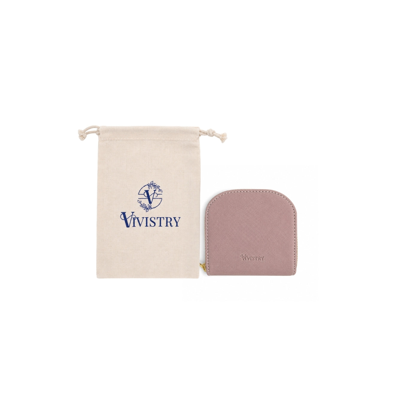 Compact Textured Zip Around Wallet - Blush