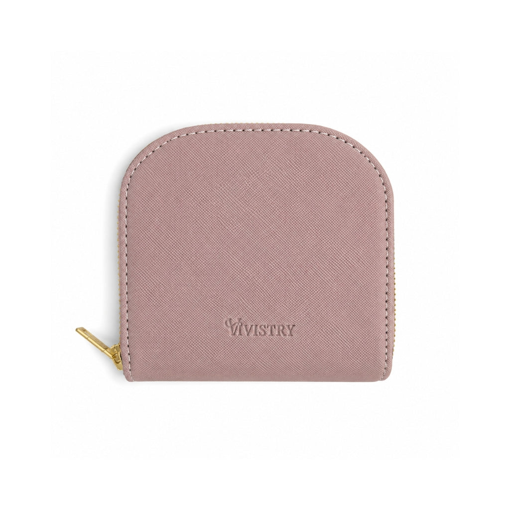 Compact Textured Zip Around Wallet - Blush