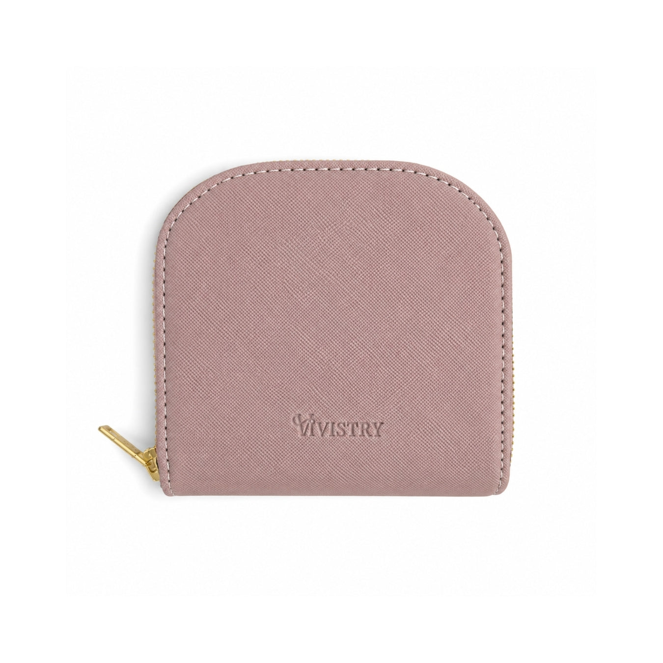 Compact Textured Zip Around Wallet - Blush