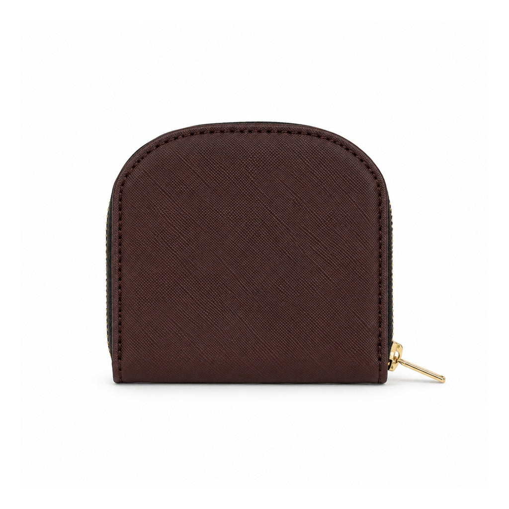 Compact Textured Zip Around Wallet - Espresso