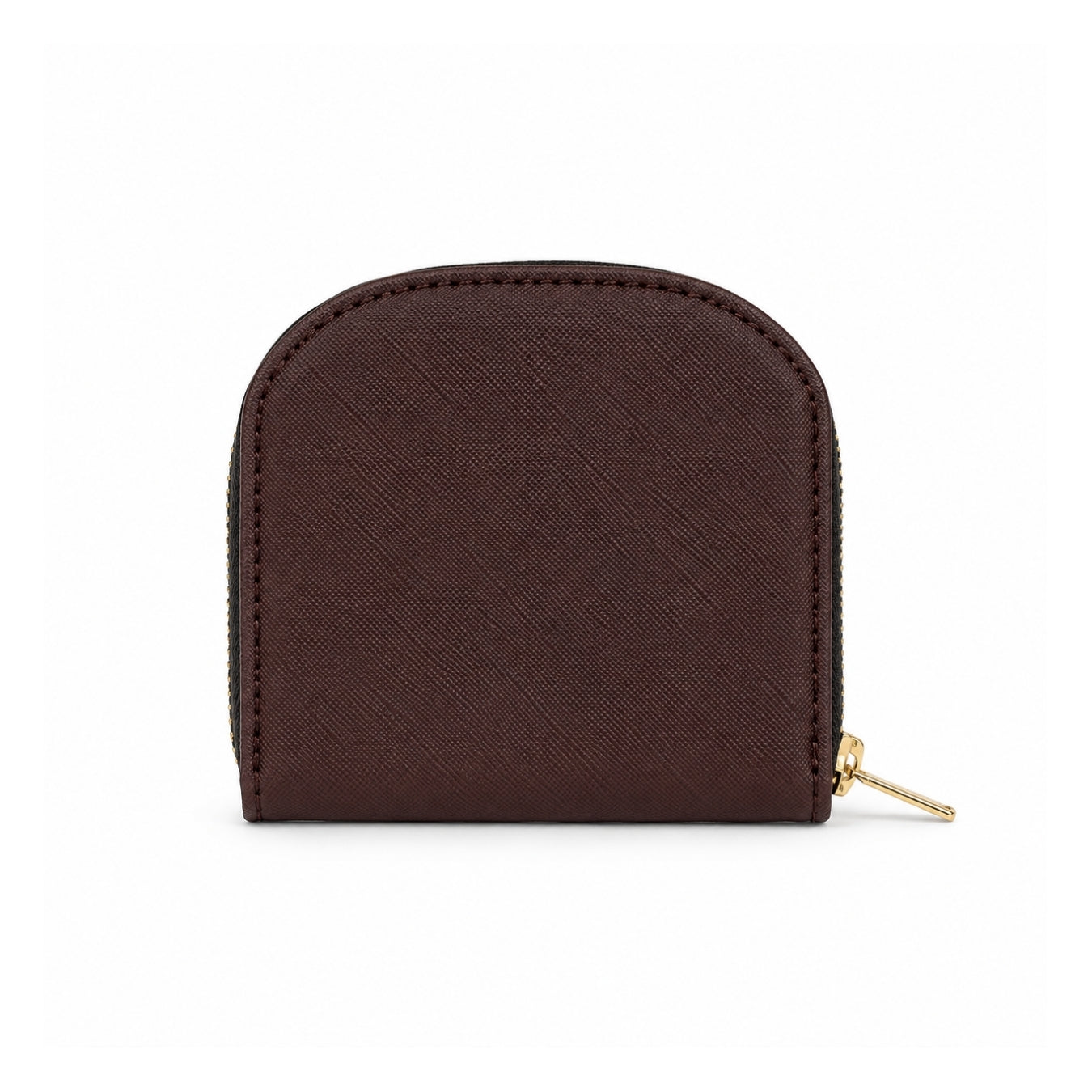 Compact Textured Zip Around Wallet - Espresso
