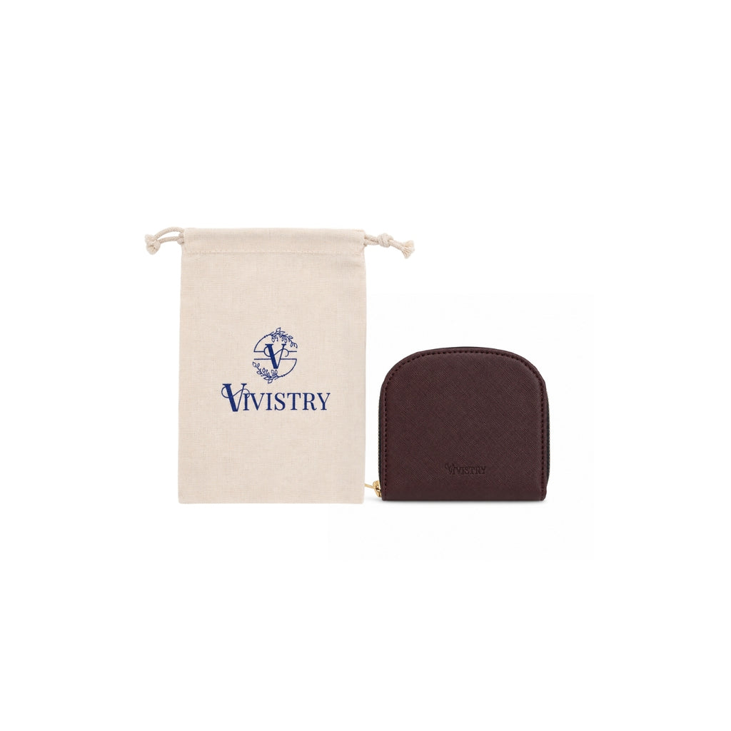 Compact Textured Zip Around Wallet - Espresso