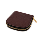 Compact Textured Zip Around Wallet - Espresso