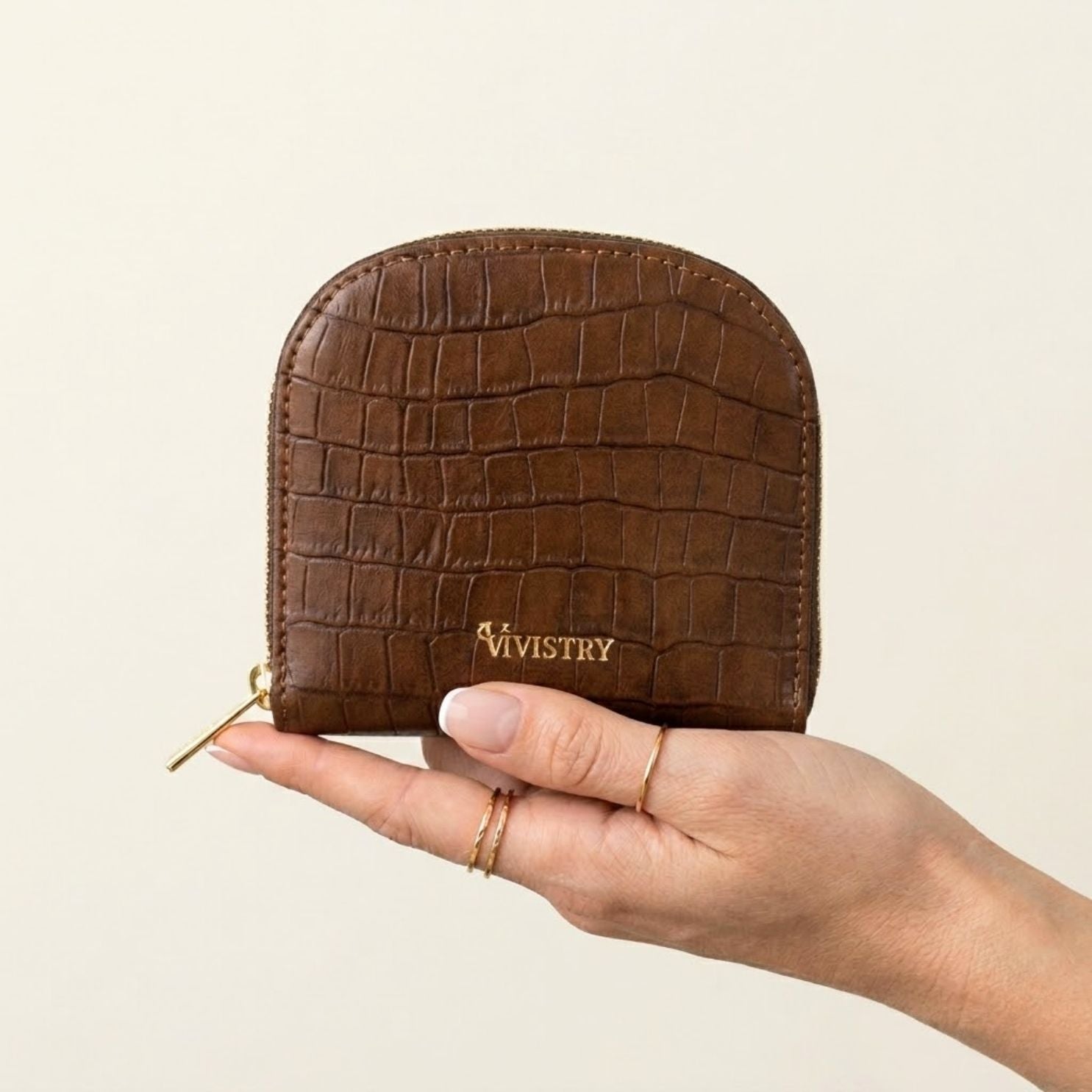Compact Croco Zip Around Wallet – Dune