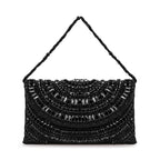 Ebony Arc Crystal Beaded Clutch Bag