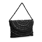 Ebony Arc Crystal Beaded Clutch Bag
