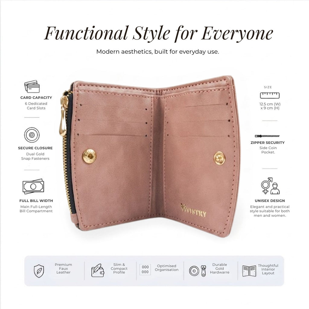 Compact Bi-Fold Wallet – Blush