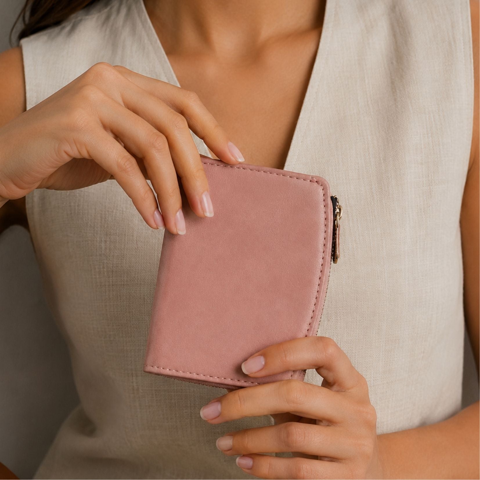 Compact Bi-Fold Wallet – Blush