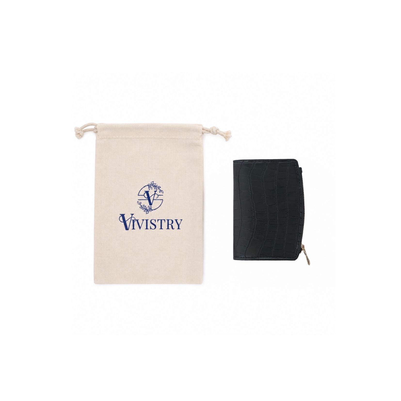 Compact Bi-Fold Wallet – Croco Black