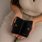 Compact Bi-Fold Wallet – Croco Black