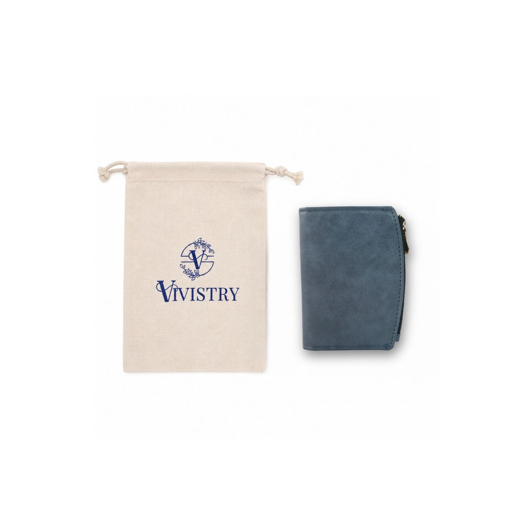 Compact Bi-Fold Wallet – Slate Blue