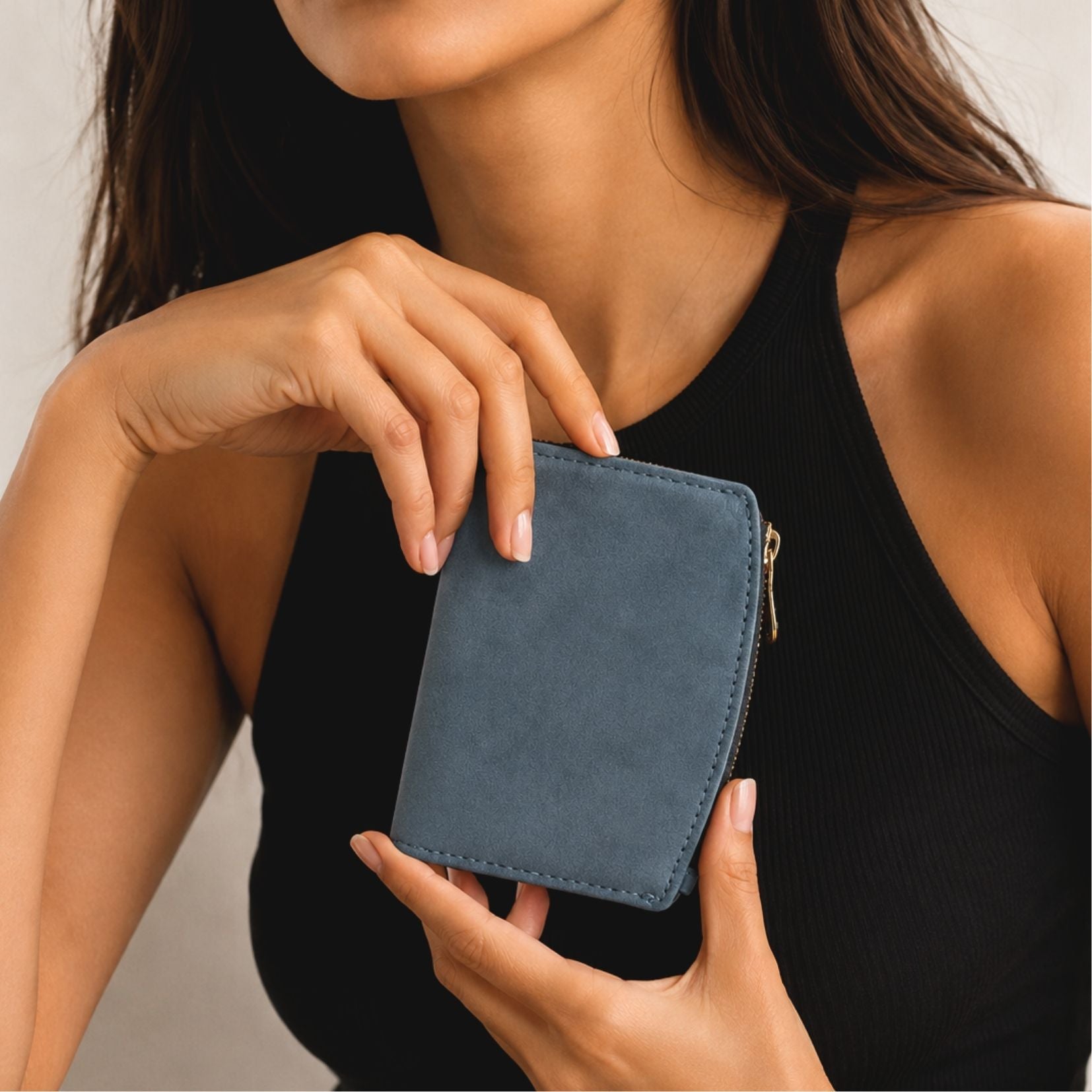 Compact Bi-Fold Wallet – Slate Blue