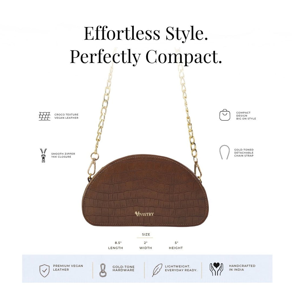 D-Shaped Sling Bag - Mocha