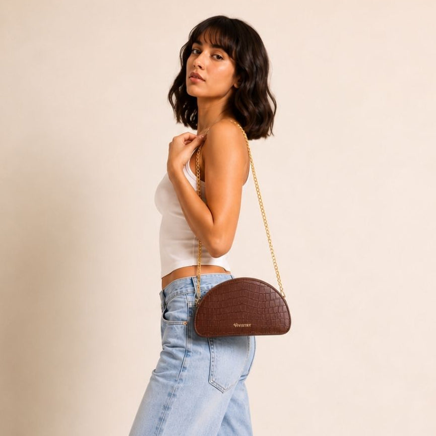 D-Shaped Sling Bag - Mocha
