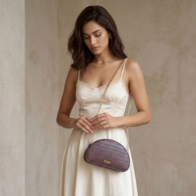 D-Shaped Sling Bag - Merlot