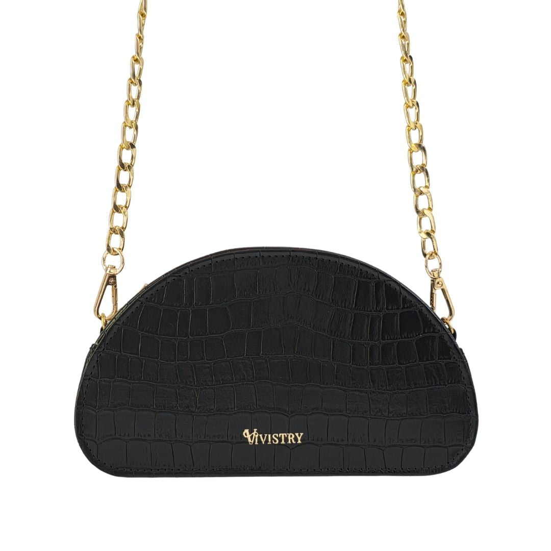 D-Shaped Sling Bag - Raven